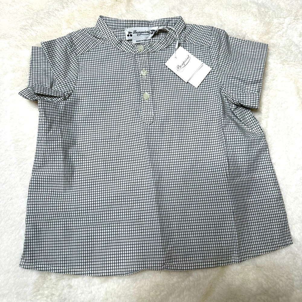 Bonpoint Black & White Checked Short Sleeve Tee